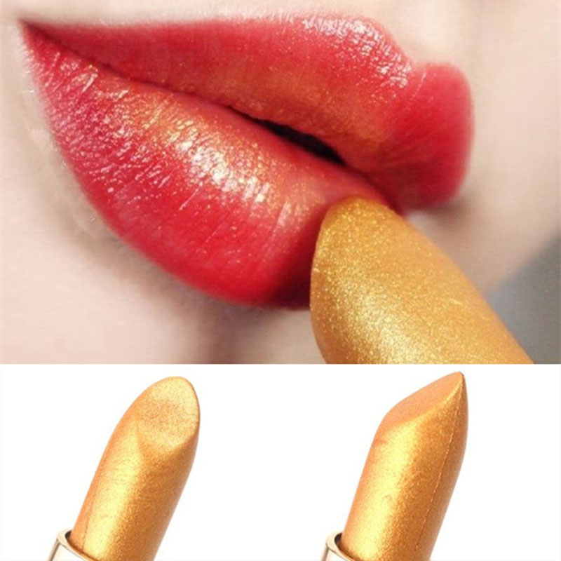 Mermaid Golden Lipstick Shimmer Gold Metallic Lip Blam Long Lasting