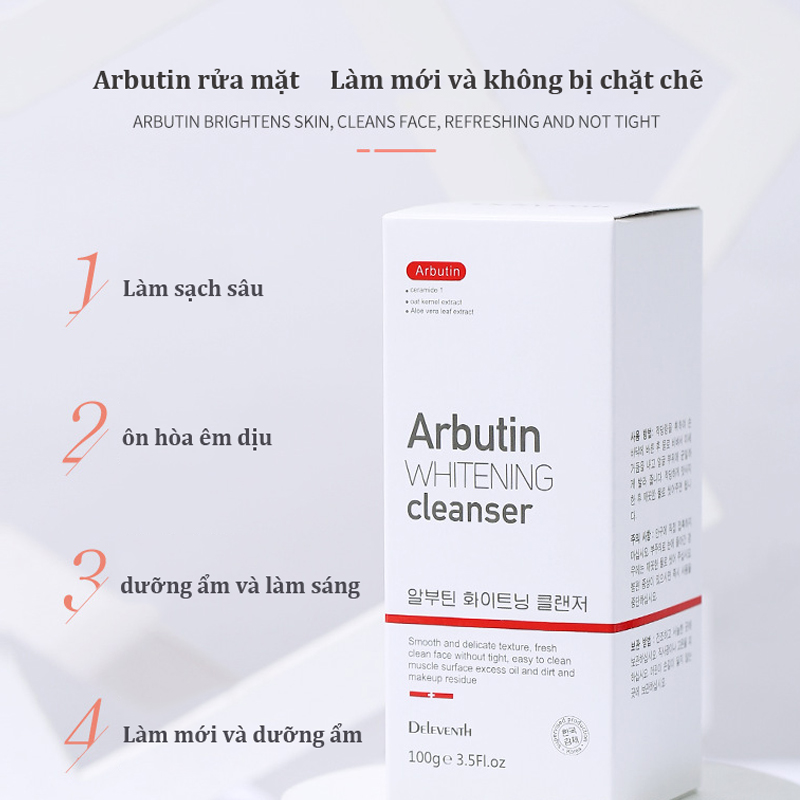 DELEVENTH Arbutin Sữa rửa mặt Dưỡng ẩm da Làm trắng da