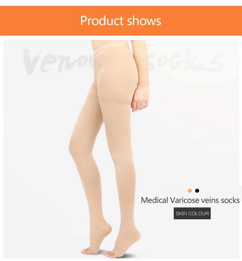 Open Toe]Compression Stockings Varicose Veins Socks 23-32mmHg Pantyhose  Socks Pressure Class 2 Thigh Socks for Women&Men