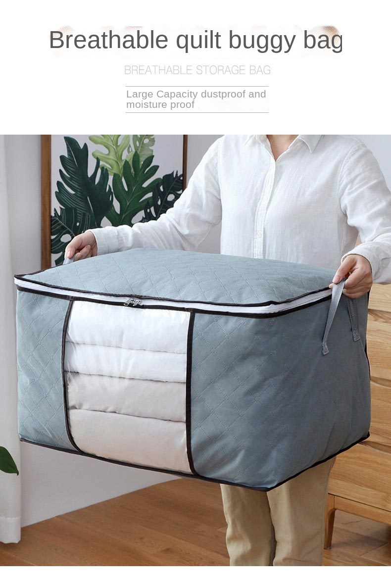 Oxford Clothes Storage Bags Sturdy Quilt Blanket Organizer B Grey in Gray | Large