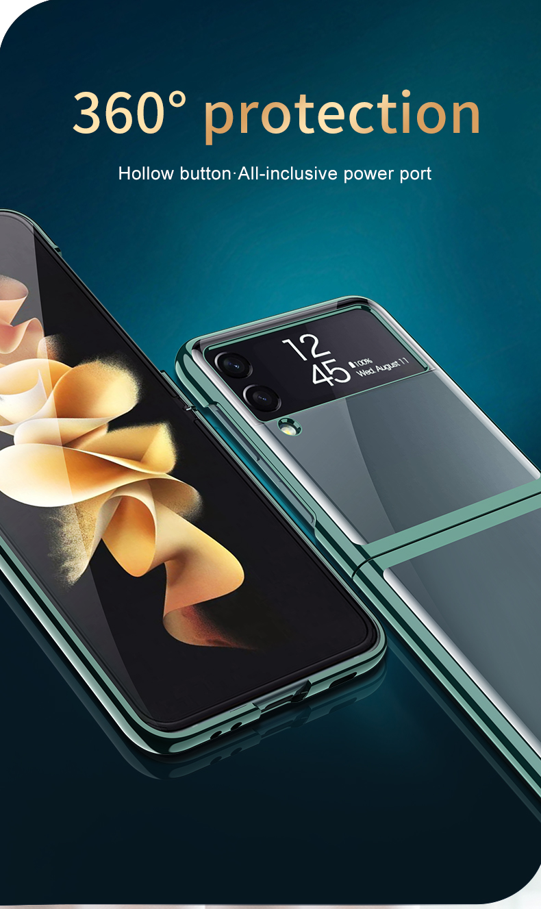 Ultra Thin Luxury Plating Clear Case for Samsung Galaxy Z Flip 3 Flip3 5G Anti-Knock Protective Phone Bag Cover Funda samsung z flip3 case