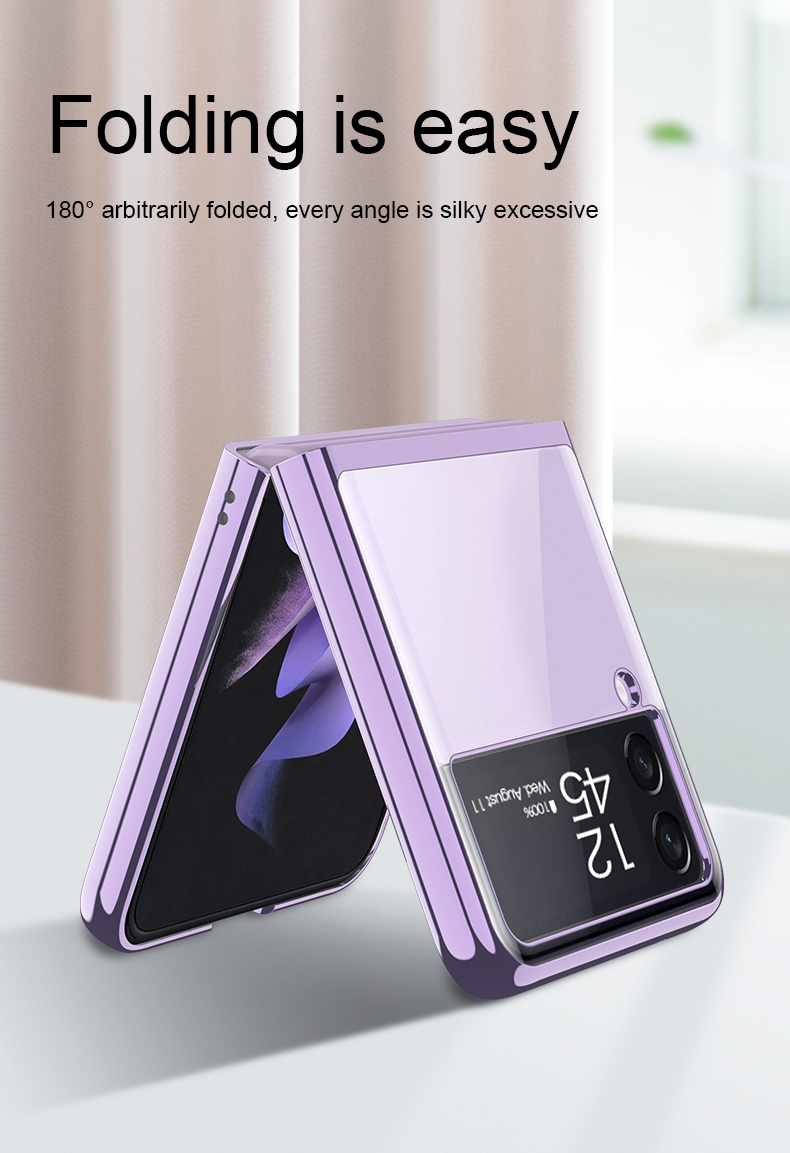 Ultra Thin Luxury Plating Clear Case for Samsung Galaxy Z Flip 3 Flip3 5G Anti-Knock Protective Phone Bag Cover Funda samsung z flip3 case