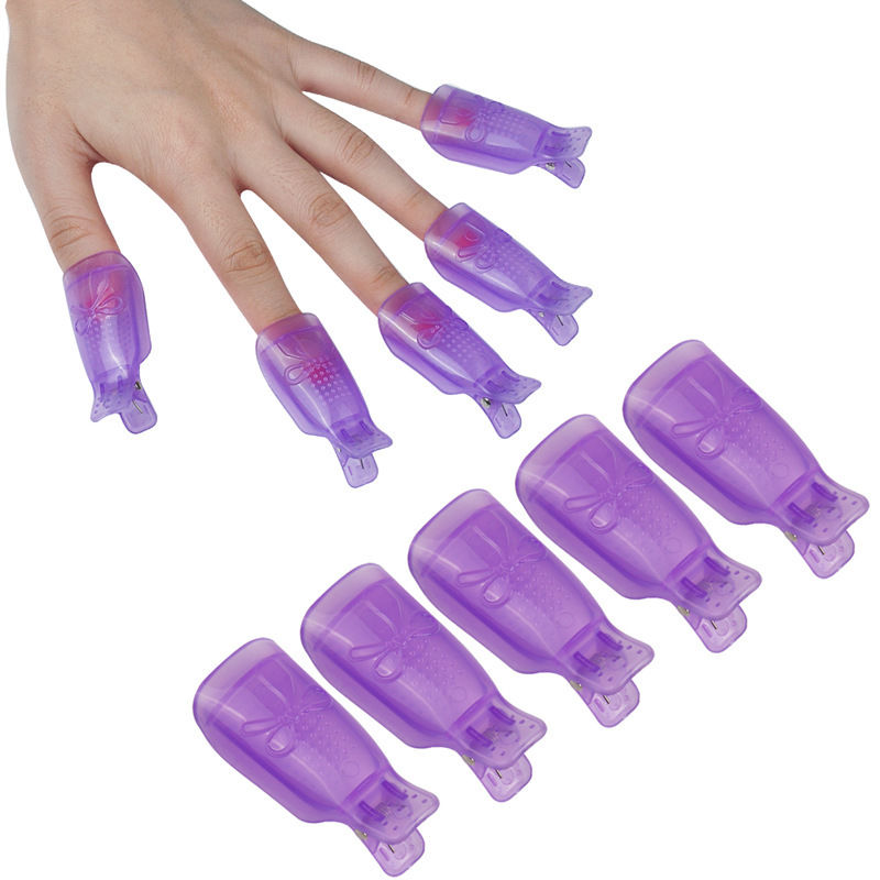 Reusabe 10PCS Finger Nail Art UV Gel Polish Remover Wrap Cleaner Clip ...