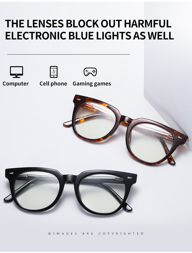 Fashion Photochromic Blue Light Blocking Glasses Round Eyewear Frame ...