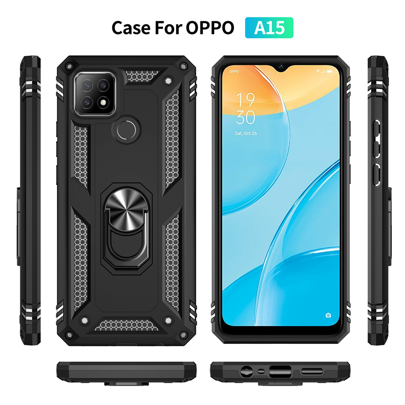 Obudowa na telefon z twardym PC + obudową TPU do OPPO Realme C21 A15 A52 A53 A54 A72 A74 A94 F19 Pro z pierścieniem Anti-scratch - SEO_ALT_TITLE - 2