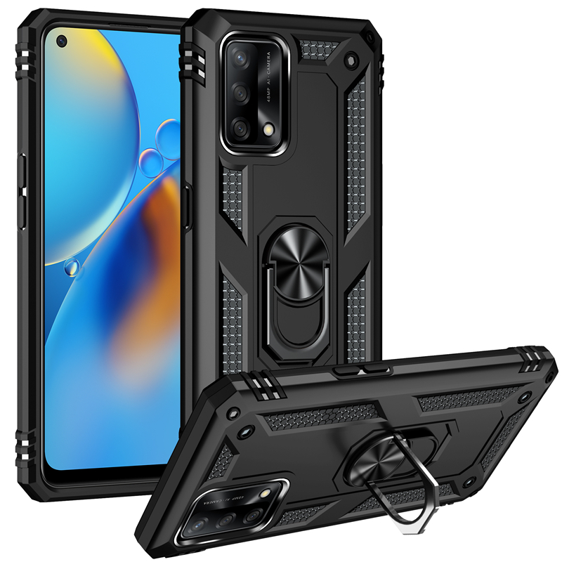 Odporny uchwyt pierścieniowy i twarde etui do OPPO Realme C21 Reno5 F F19 Pro A15 A55 5G A72 A54 A74 4G A92 - Antypoślizgowa obudowa telefonu PC + TPU - SEO_ALT_TITLE - 1