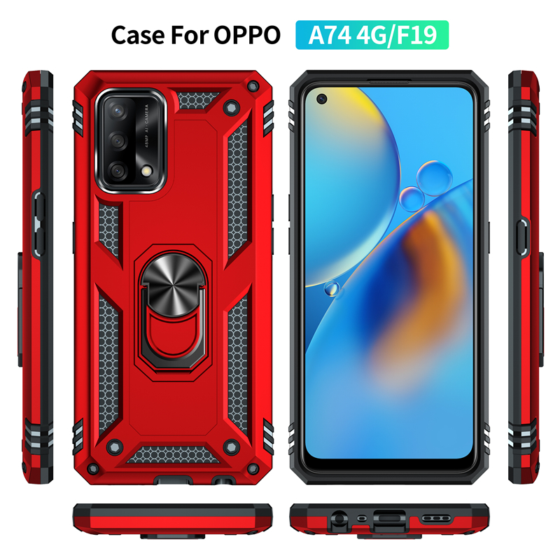 Odporny uchwyt pierścieniowy i twarde etui do OPPO Realme C21 Reno5 F F19 Pro A15 A55 5G A72 A54 A74 4G A92 - Antypoślizgowa obudowa telefonu PC + TPU - SEO_ALT_TITLE - 4