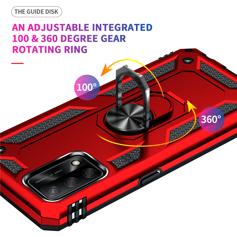 Odporny uchwyt pierścieniowy i twarde etui do OPPO Realme C21 Reno5 F F19 Pro A15 A55 5G A72 A54 A74 4G A92 - Antypoślizgowa obudowa telefonu PC + TPU - SEO_ALT_TITLE - 3