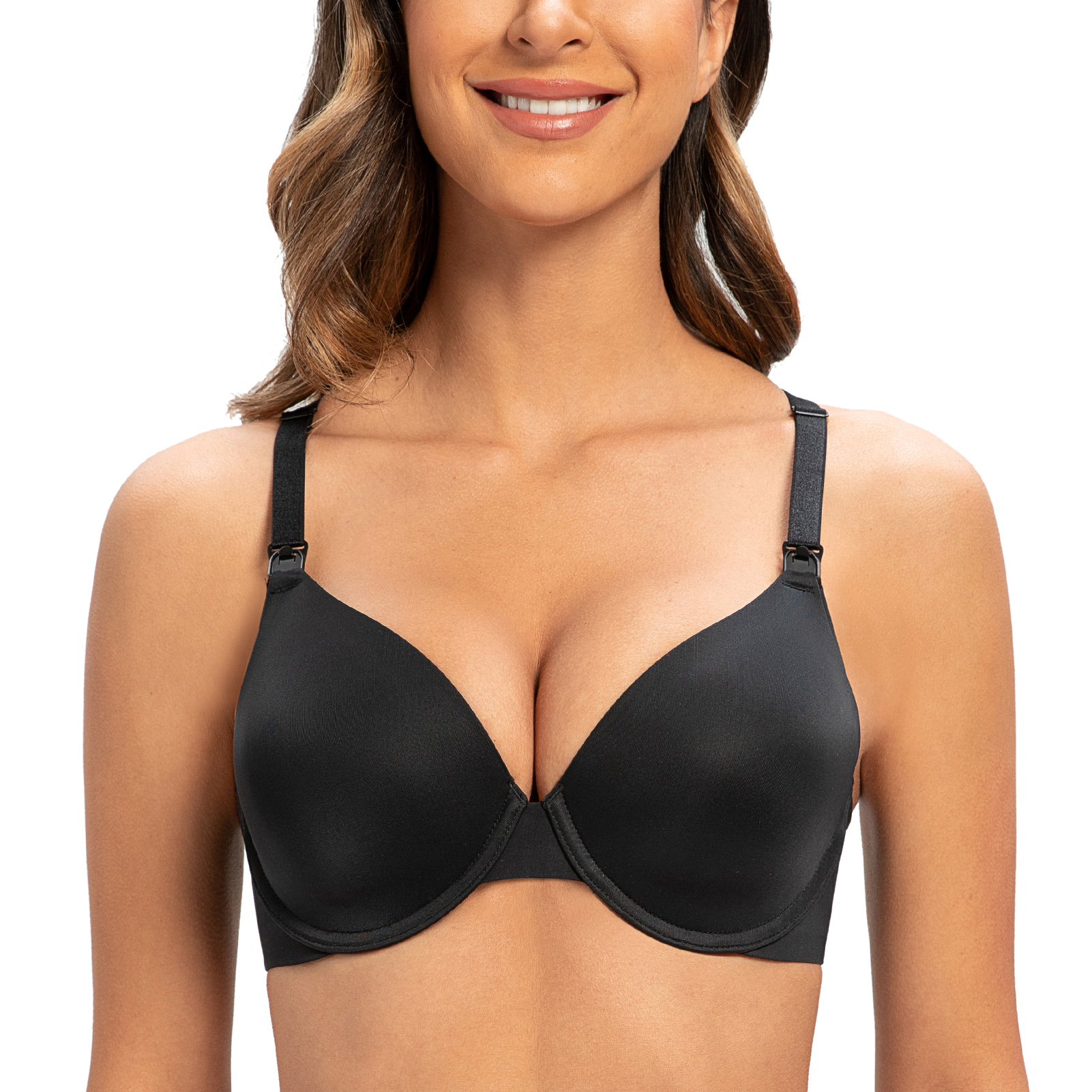 MELENECA Women s Full Coverage Underwire Support Breastfeeding Nursing Bra Black - Picture 1 of 4
