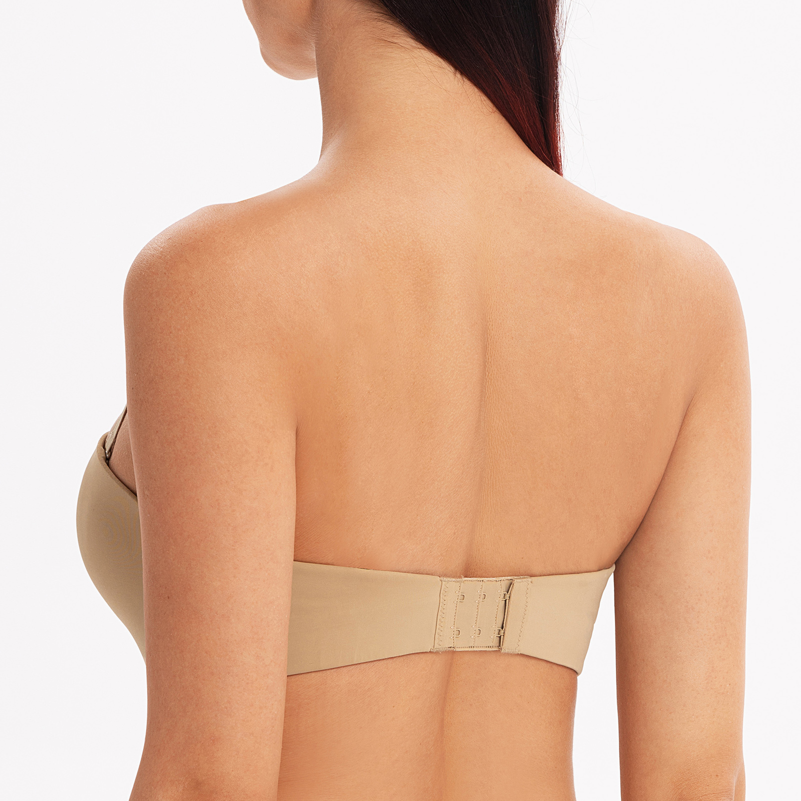 MELENECA Women s Stay-Put Multiway Lightly Padded Push Up Strapless Bra Almond - Picture 2 of 5