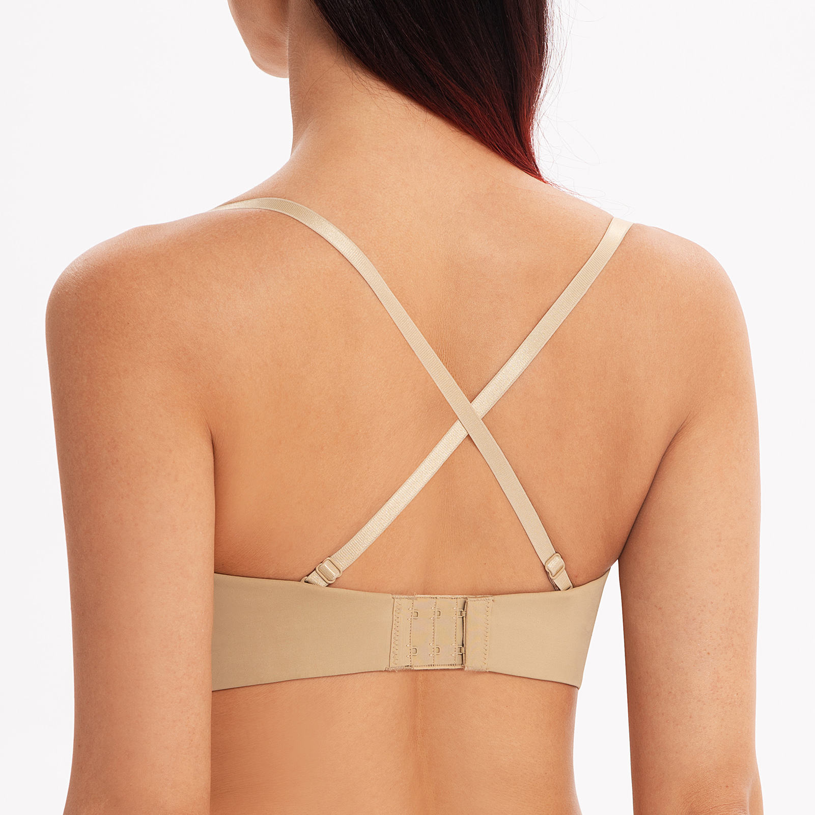 MELENECA Women s Stay-Put Multiway Lightly Padded Push Up Strapless Bra Almond - Picture 5 of 5