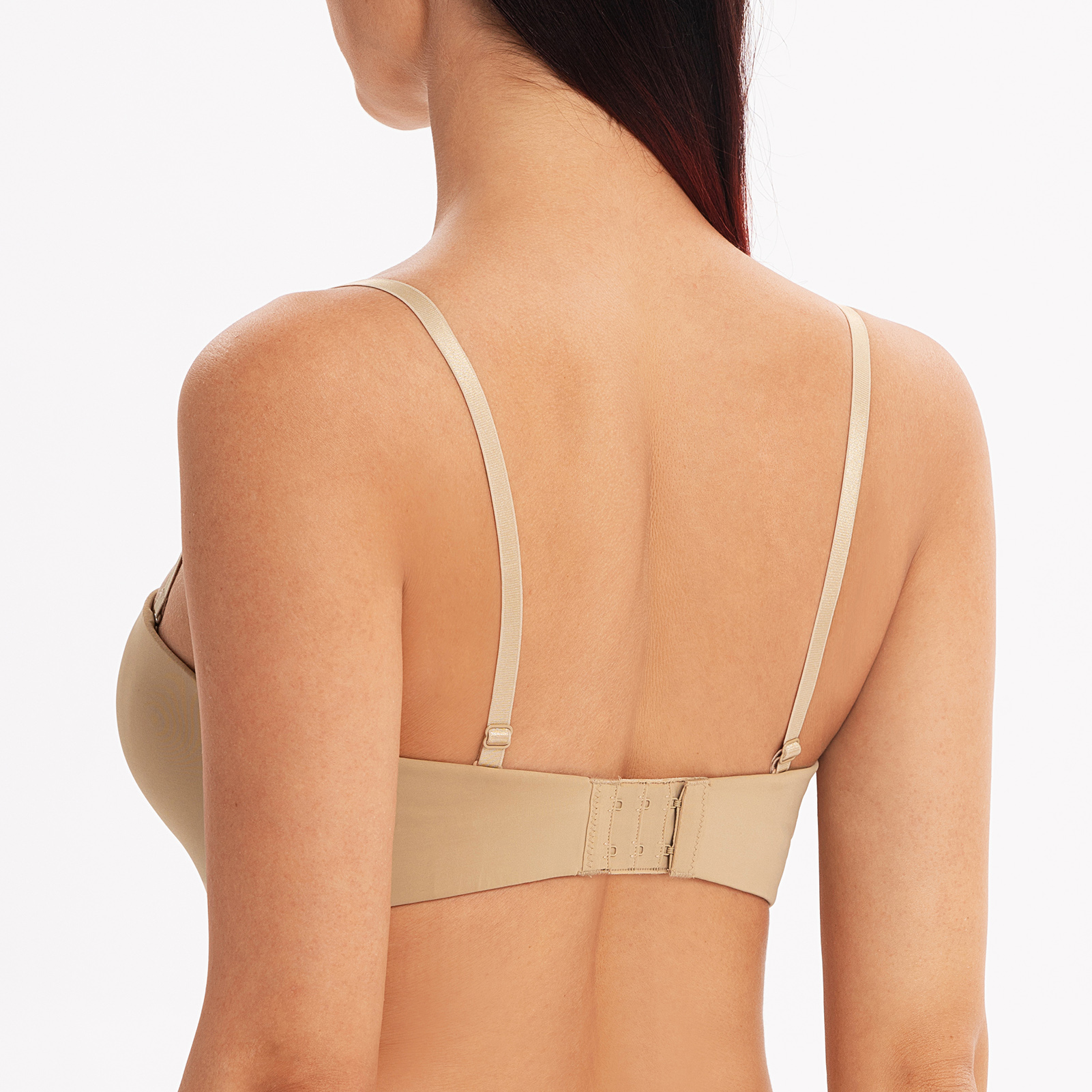 MELENECA Women s Stay-Put Multiway Lightly Padded Push Up Strapless Bra Almond - Picture 4 of 5