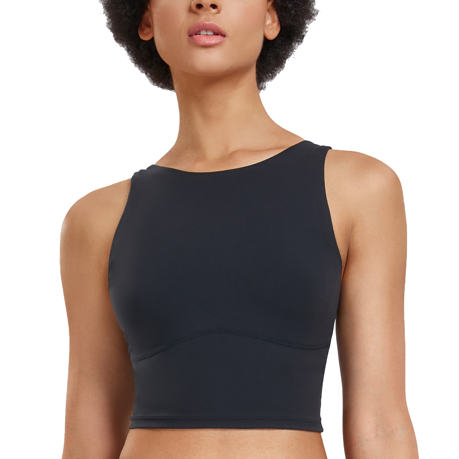 AGONVIN Women s High Neck Wirefree Padded Sports Bra Black