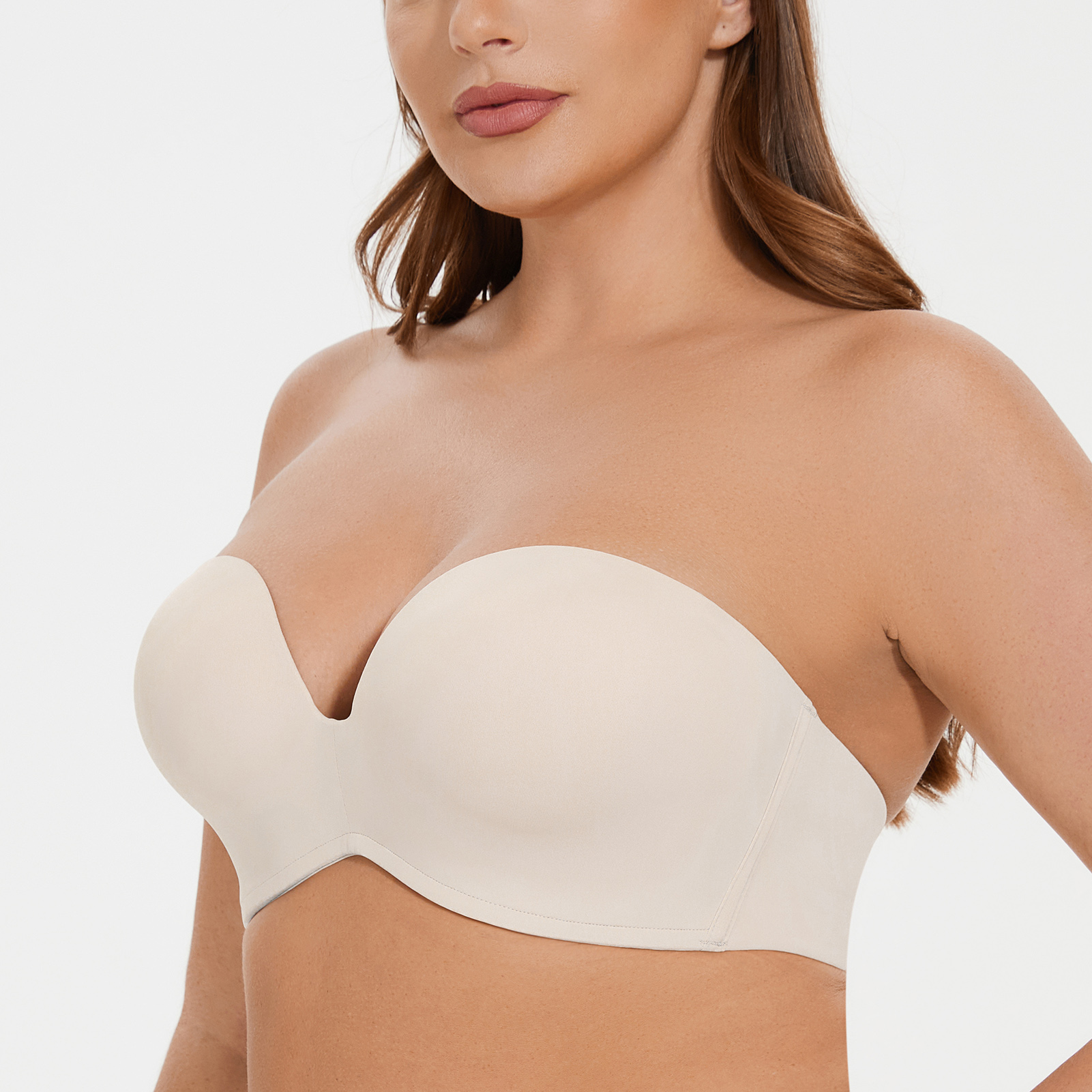 MELENECA Women s Push Up Padded with Anti-Slip Strapless Bra Sand Dollar - Picture 5 of 6