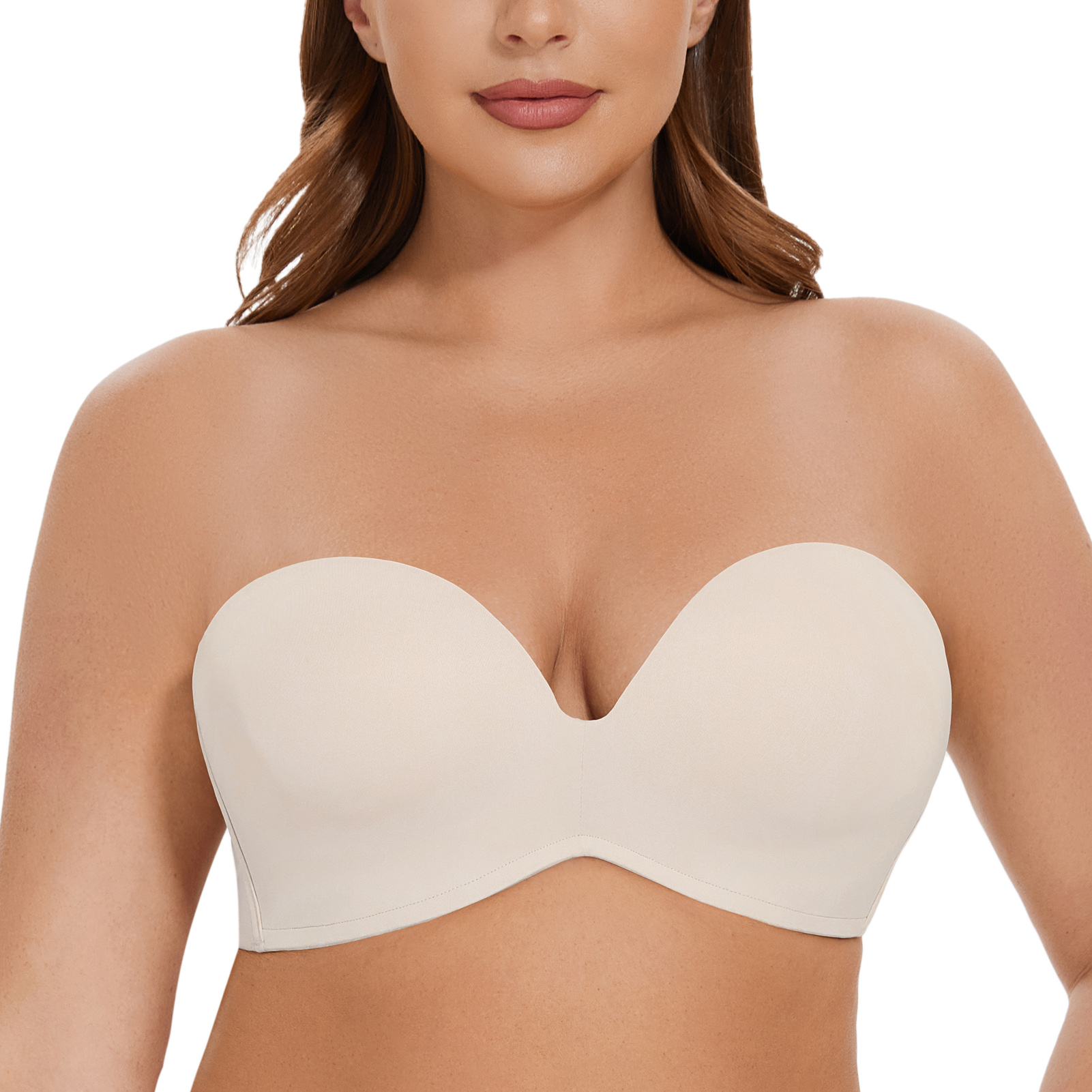 MELENECA Women s Push Up Padded with Anti-Slip Strapless Bra Sand Dollar - Picture 6 of 6