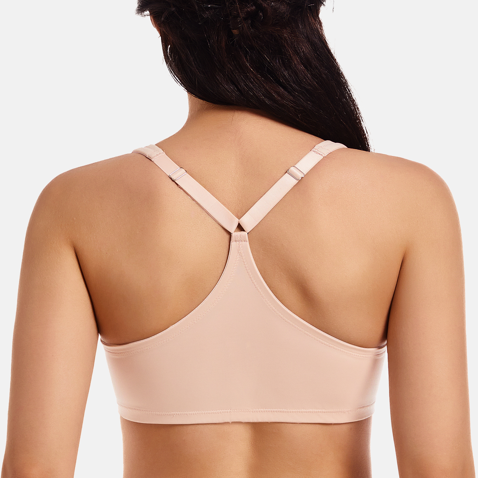 MELENECA Women s Racerback Front Closure Unlined Underwire Bra Beige - Picture 2 of 6