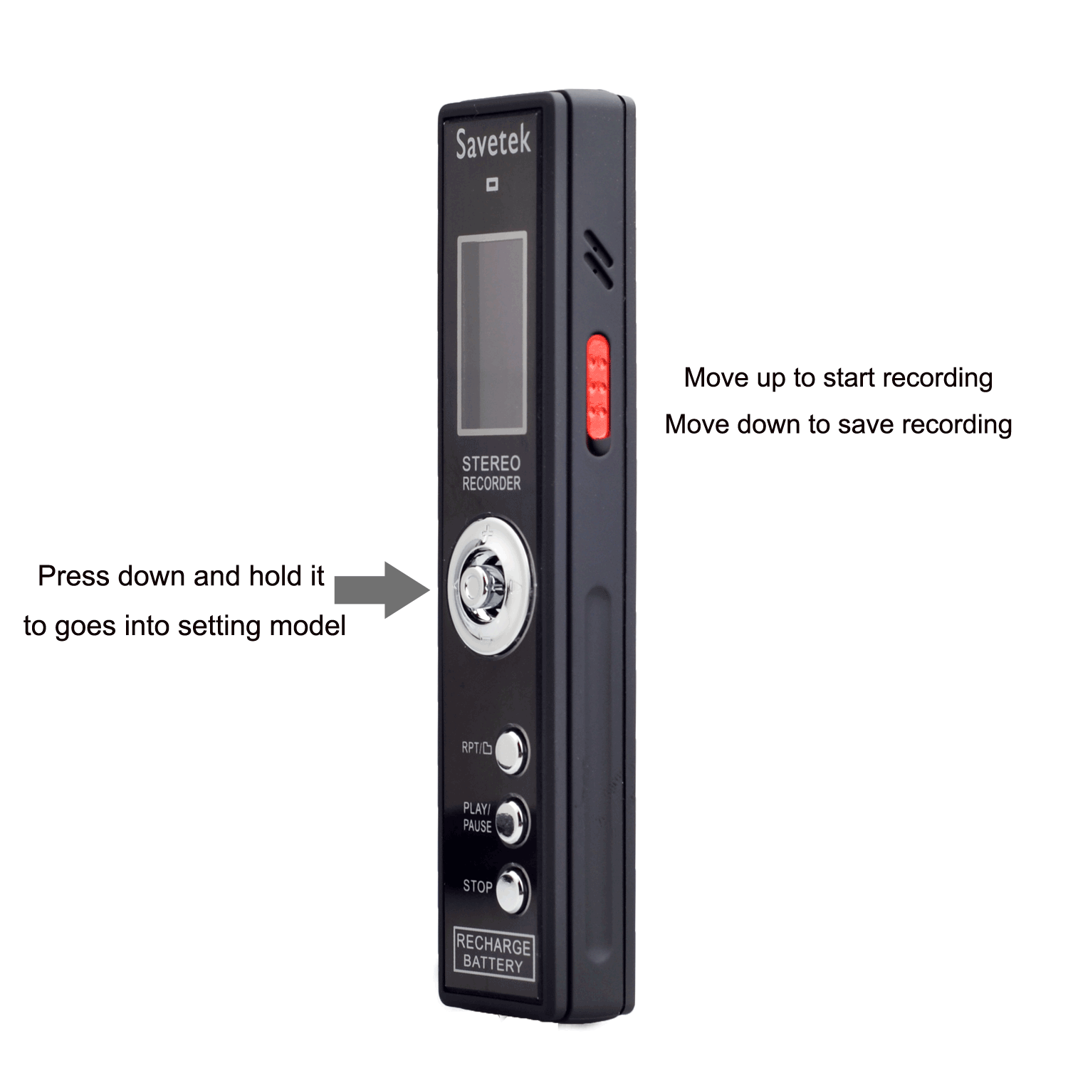 Rechargeable Voice Activated 8GB Digital Audio Voice Recorder MP3