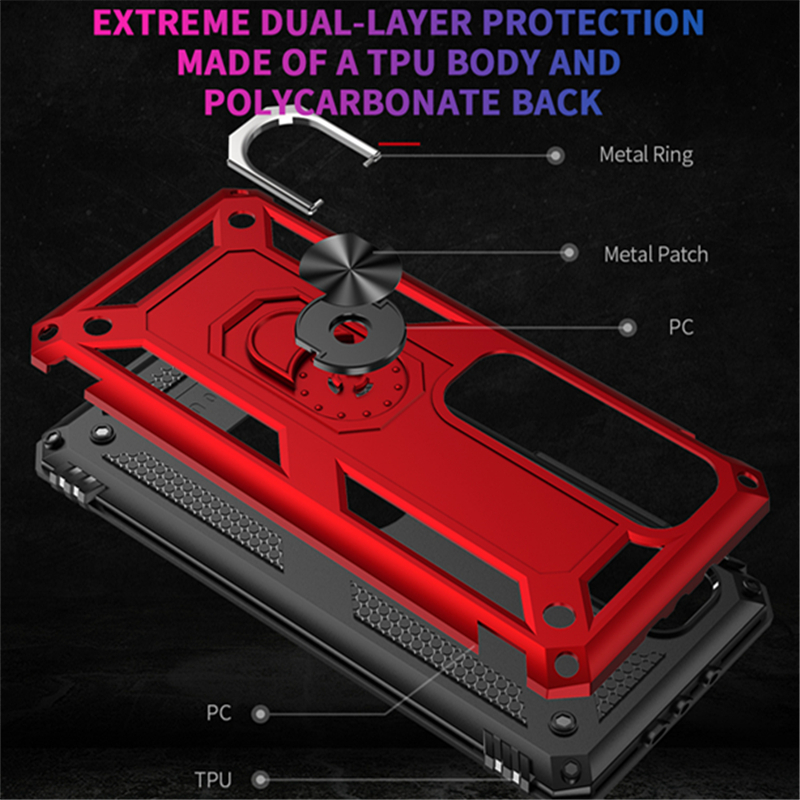 Obudowa Kickstand PC + TPU do Xiaomi Redmi 9C/9/9S/K30 Pro/Mi 10 Ultra/Poco X3 NFC z uchwytem pierścieniowym - SEO_ALT_TITLE - 5