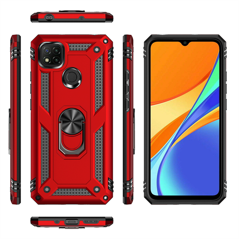 Odporna na wstrząsy obudowa do Xiaomi Mi 10 Ultra Poco X3 NFC Redmi 9C 9S K30 Pro, antypoślizgowa futerał PC + TPU, z pierścieniem na palec - SEO_ALT_TITLE - 1