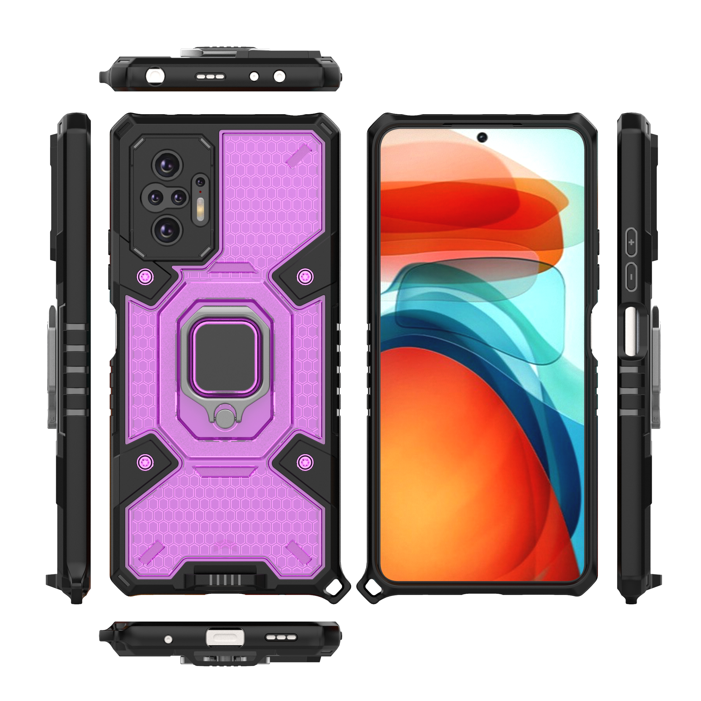 Obudowa antypoślizgowa twarda PC + TPU do Xiaomi Poco F3 M3 Pro X3 NFC Mi 11 Ultra Redmi 10 Pro 9 - Czerwona - SEO_ALT_TITLE - 4