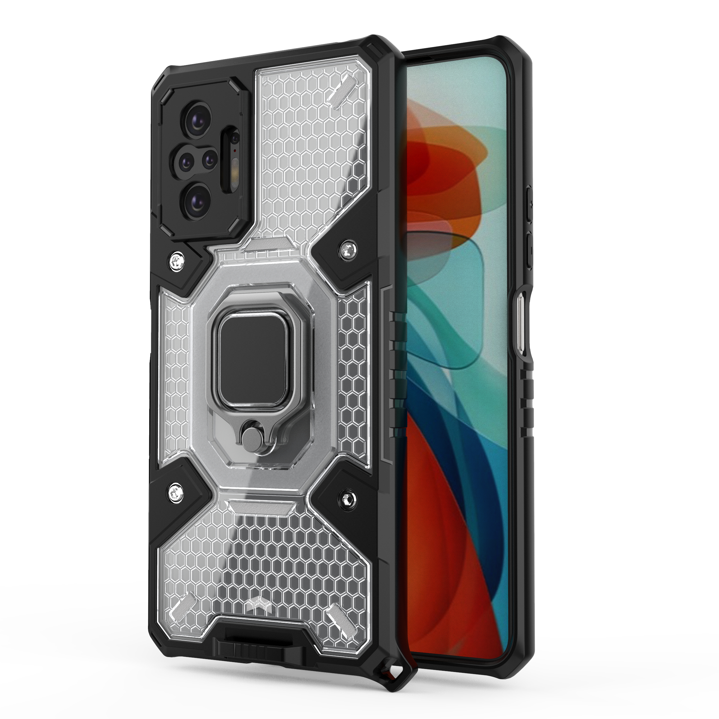 Obudowa antypoślizgowa twarda PC + TPU do Xiaomi Poco F3 M3 Pro X3 NFC Mi 11 Ultra Redmi 10 Pro 9 - Czerwona - SEO_ALT_TITLE - 10