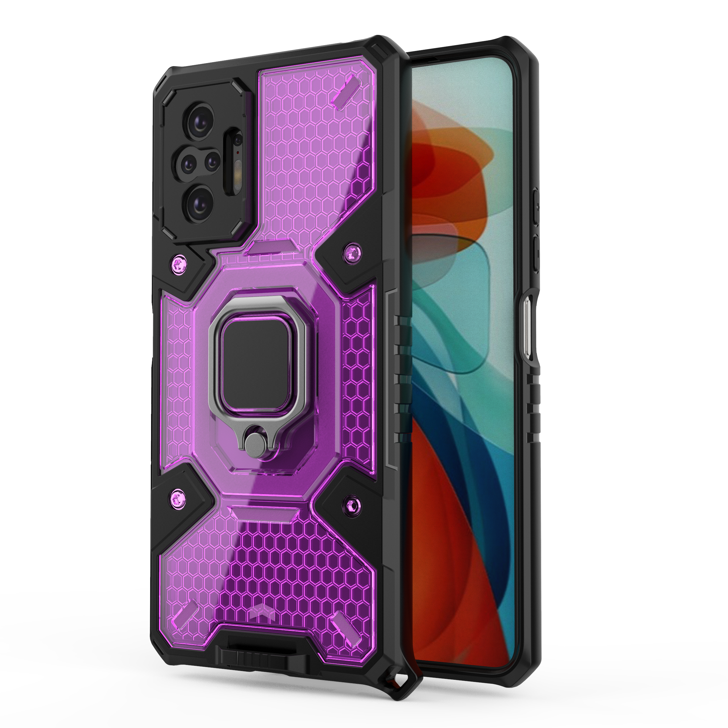 Obudowa antypoślizgowa twarda PC + TPU do Xiaomi Poco F3 M3 Pro X3 NFC Mi 11 Ultra Redmi 10 Pro 9 - Czerwona - SEO_ALT_TITLE - 9